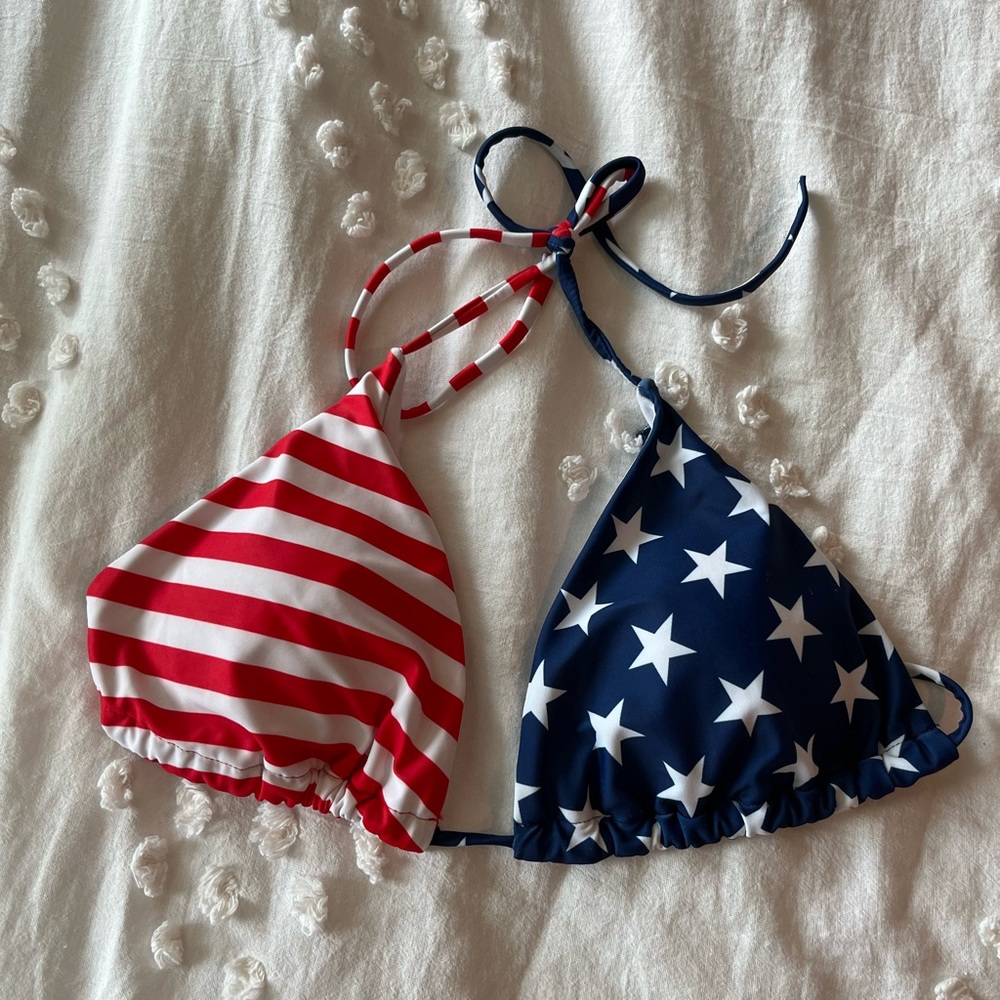 American Flag String Bikini Top